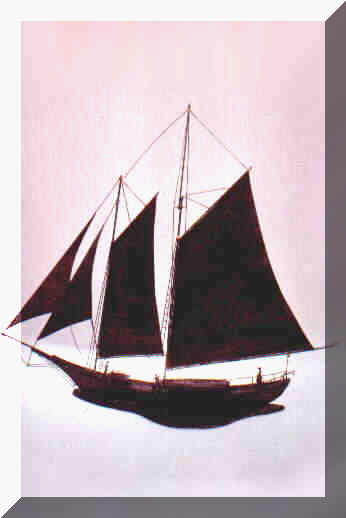 Schooner in full sail -- three feet across